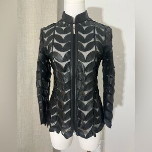 Women’s Whimsigoth Fairy By Belgin Francis Lamb Leather Mesh Leaf Jacket Size XS